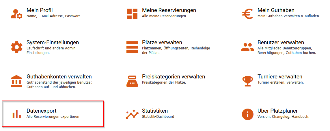 Datenexport öffnen